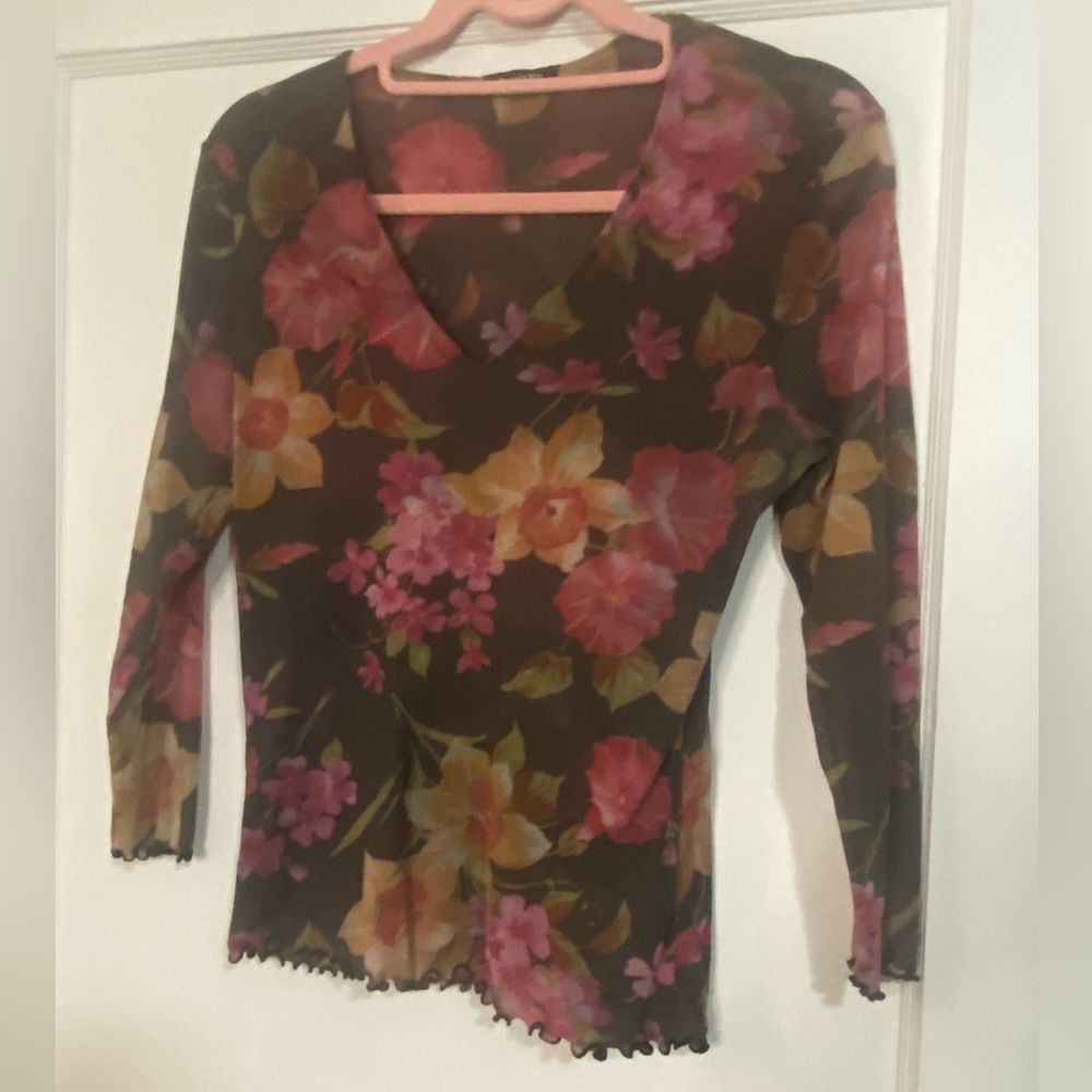 Therapy Floral Blouse - Pink, Orange, Brown